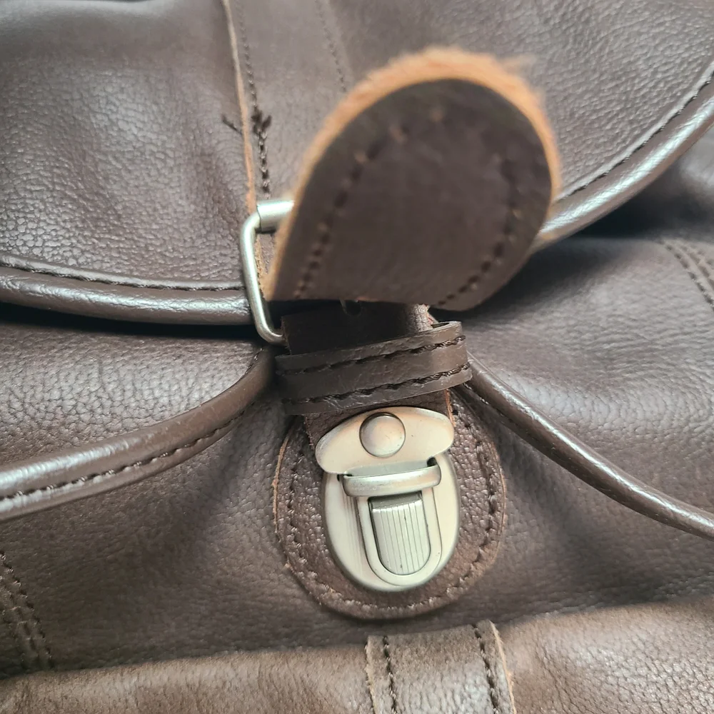 Vintage Brown Leather Backpack 90's